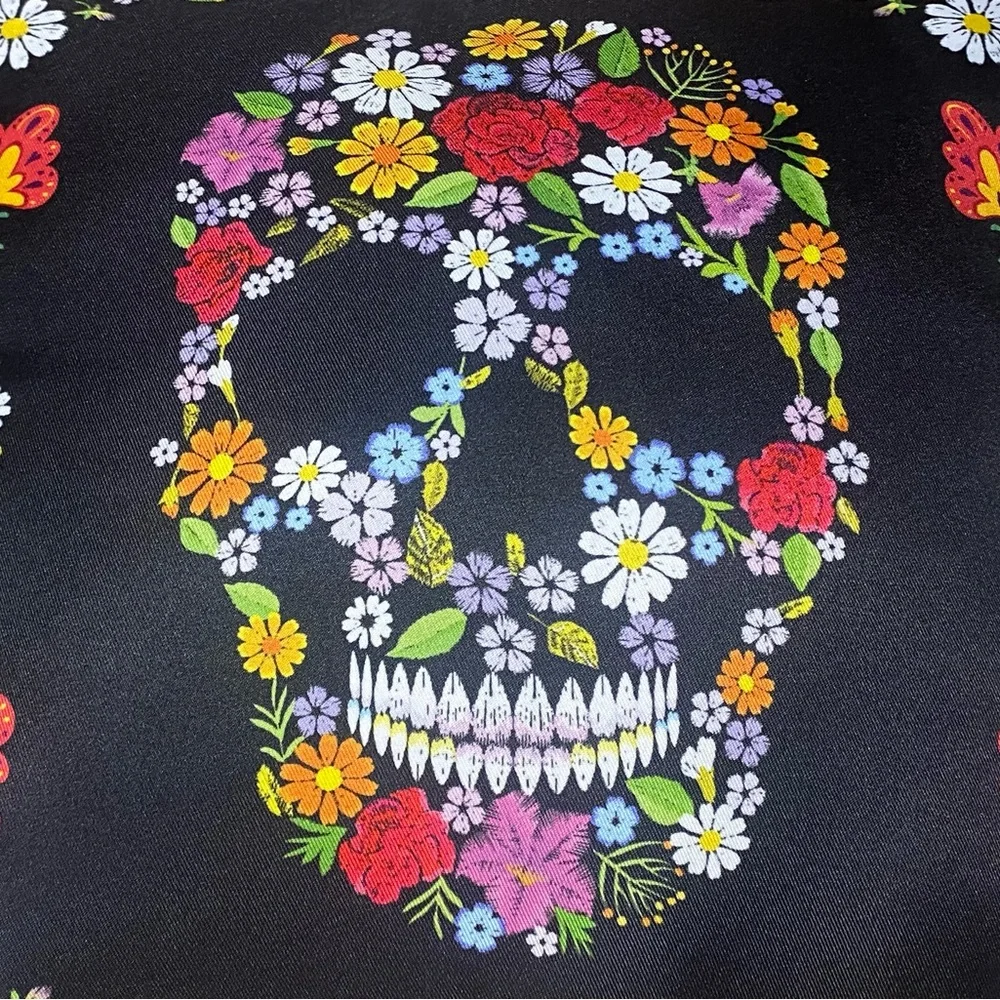 Stratford Home Black Floral Skull Decorative Throw Pillow